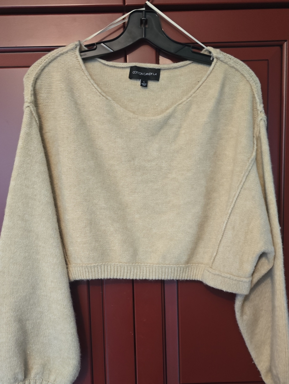 Cotton Candy Cream Cropped Crewneck Sweater